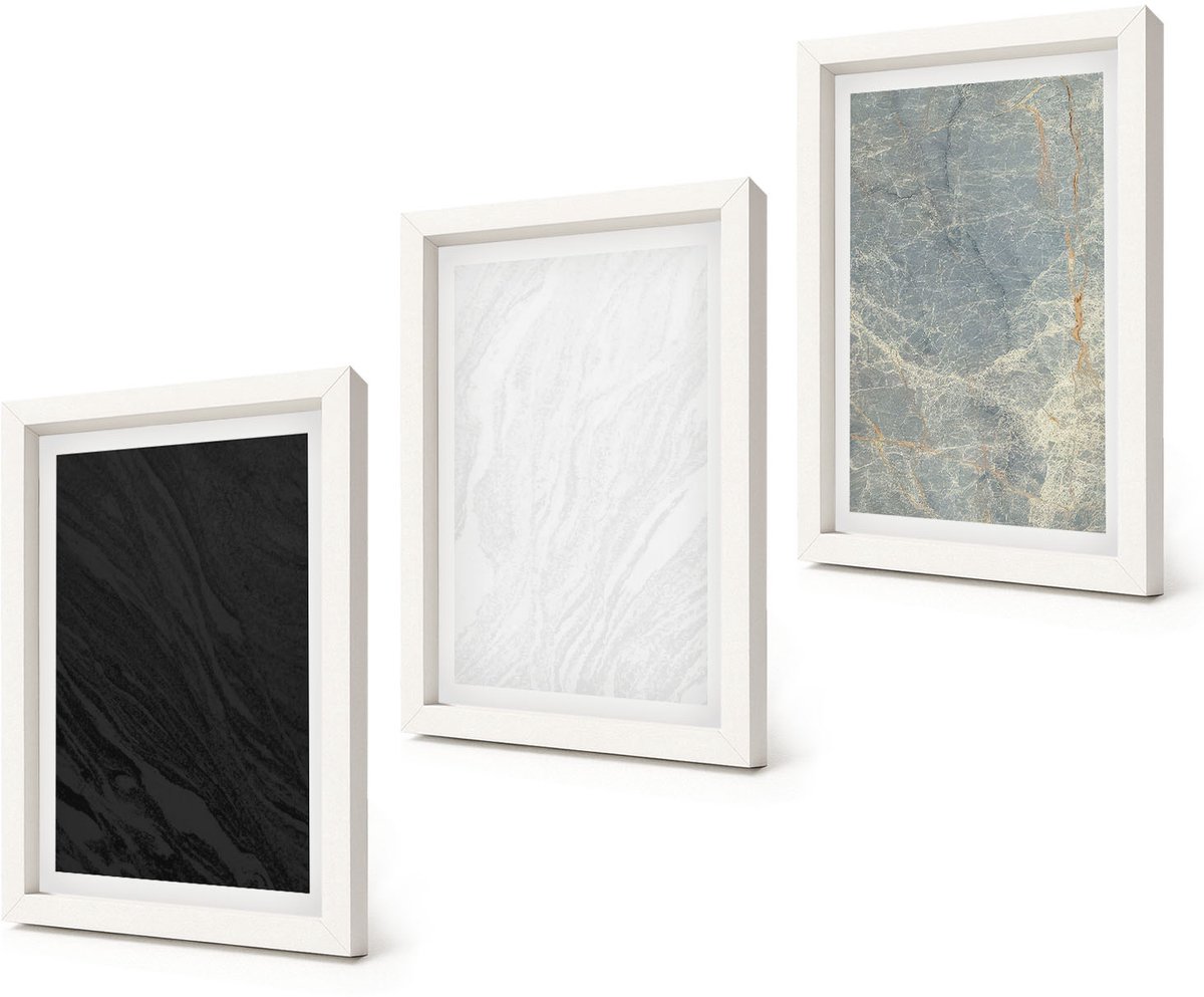 Coloray 3-Delige Schilderij Set - Diverse kleuren elegante stenen constructies - 20x30 - Wanddecoratie - Muurdecoratie - Woonkamer - Moderne Wanddecoratie