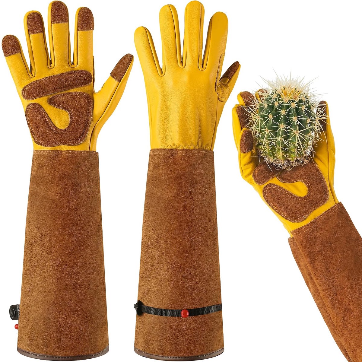 Leather Gardening Gloves for Men and Women, Thorn-resistant Gloves with Extra Long Cuff and Reinforced Palms and - ShopVlot