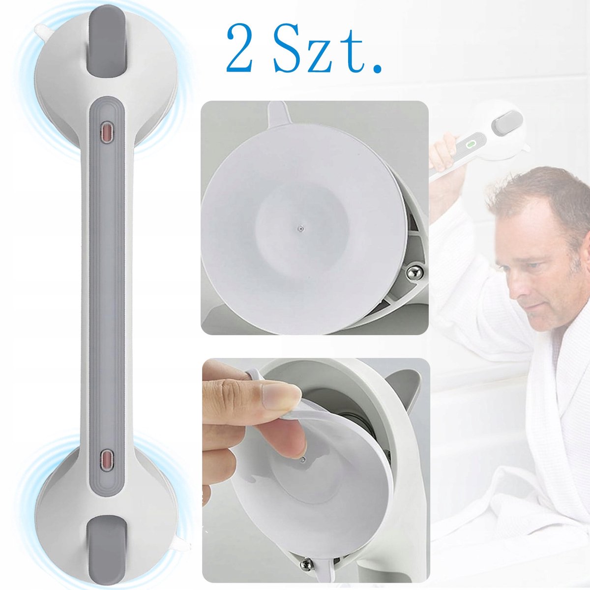 2x Antislip Douchegreep met Zuignap - Eenvoudige Montage
