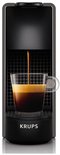 Krups Nespresso Essenza Mini machine met espresso die in een glas wordt gegoten.