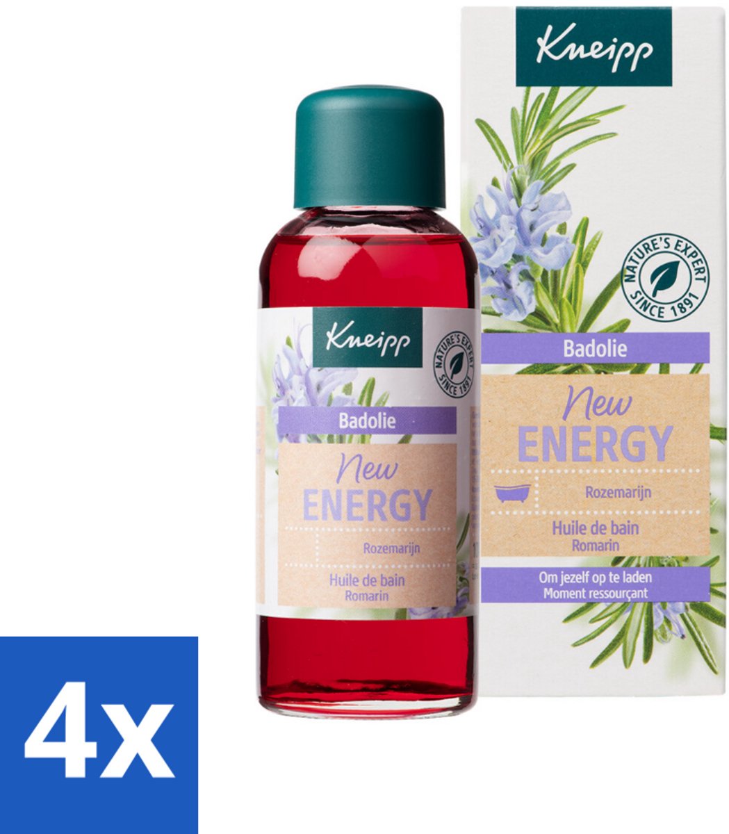 4 x Kneipp - Badolie - Rozemarijn - Voor nieuwe energie - 100 ml - Kneipp Bad Olie - Rozemarijn Bad - Energie Boost - Verkwikkend Bad - Stress Verlichten