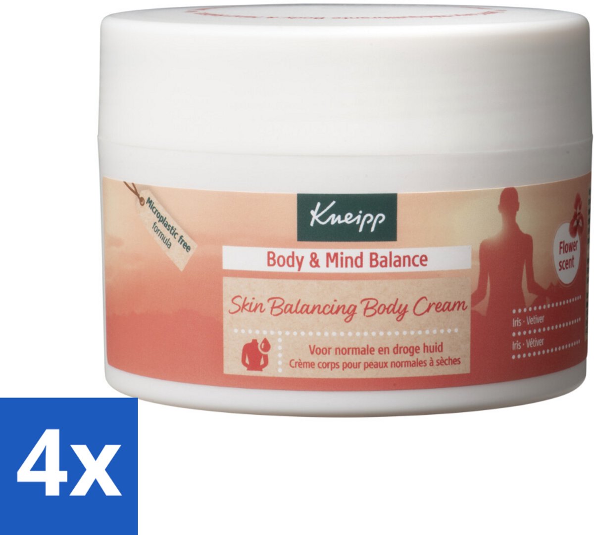 4 x Kneipp - Body crème - Body & Mind Balance - Iris & Vetiver - 200 ml - Lichaamscrème - Verzorging - Hydratatie - Iris - Vetiver