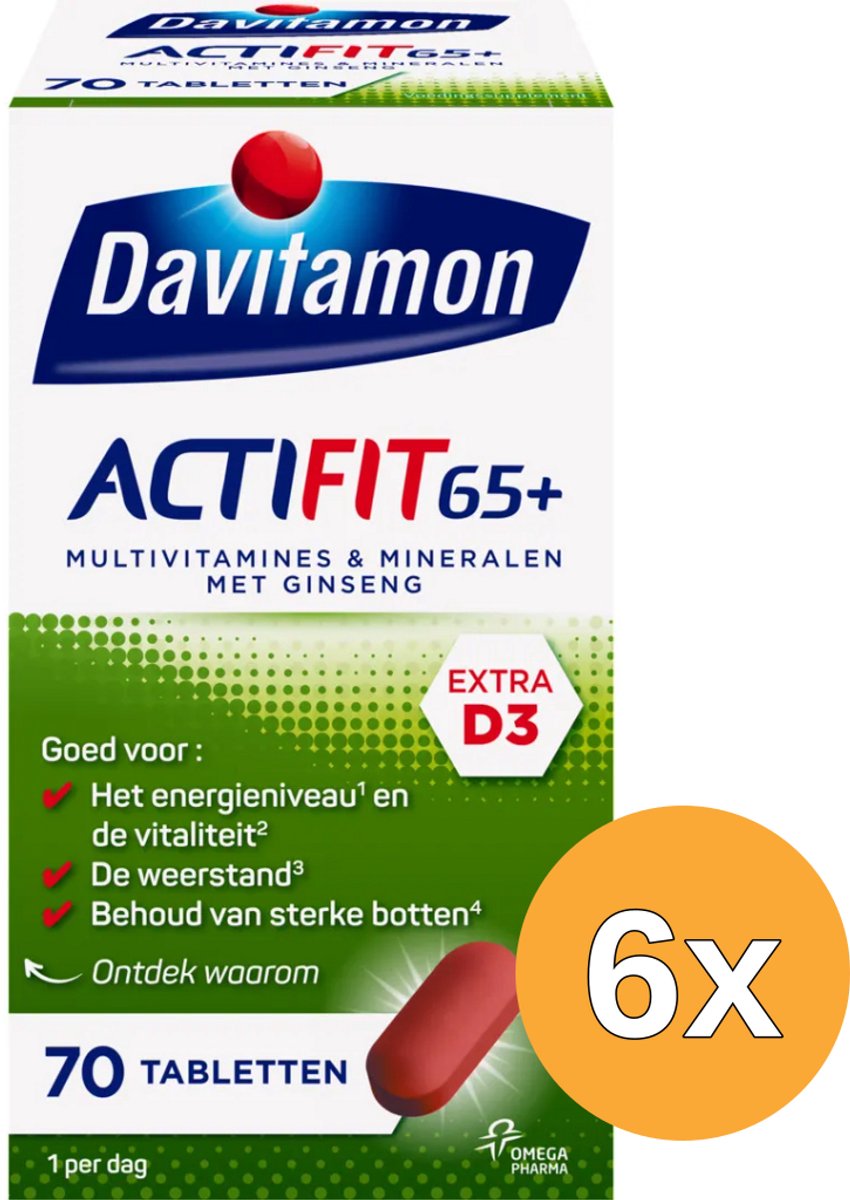 6x Davitamon Actifit 65+ (70 tabletten)