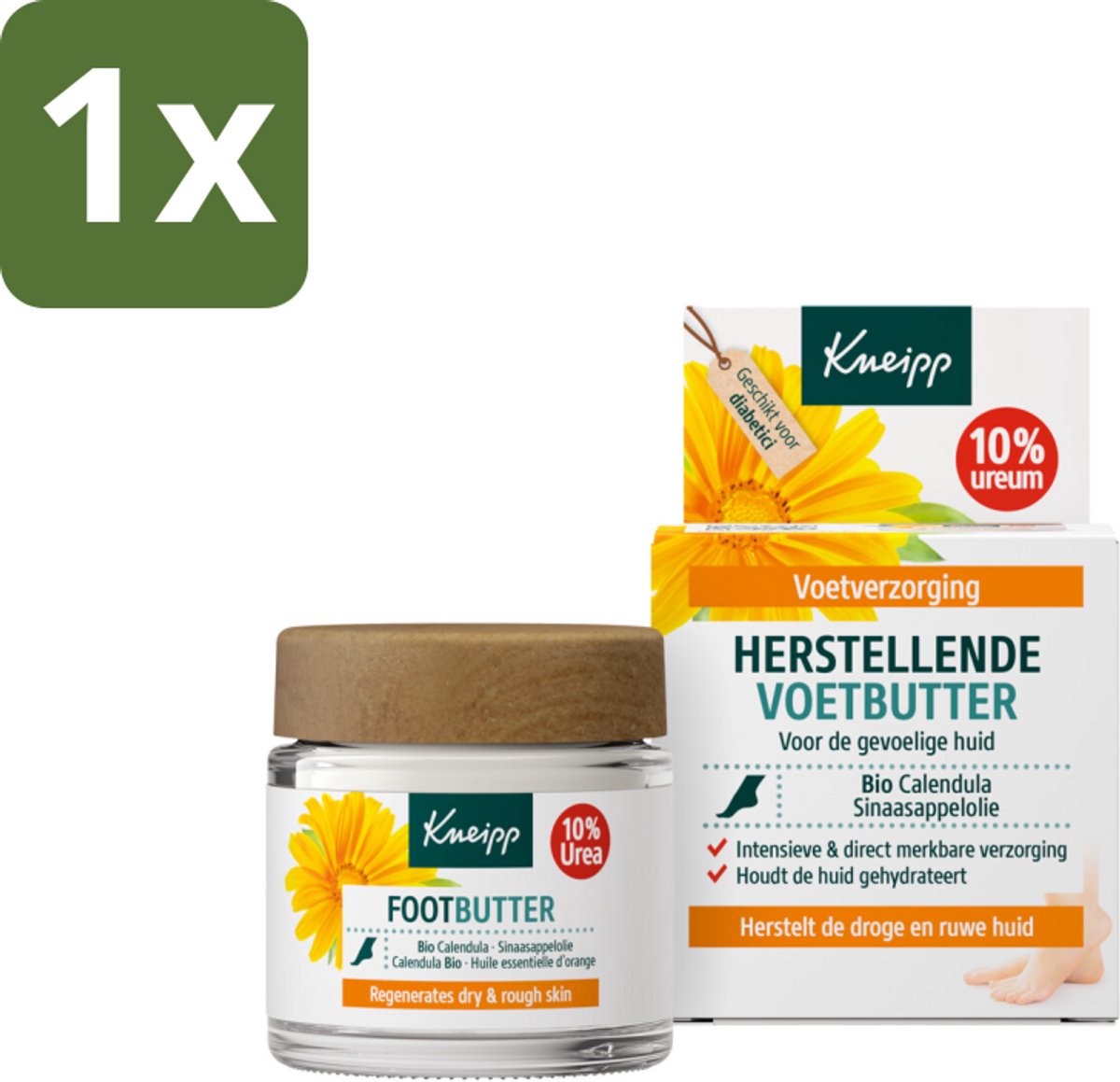1 x Kneipp - Voetbutter - Calendula - Met citrusgeur - 100 ml - Voetcrème - Voetverzorging - Voetbutter - Droge Voeten - Voeten Verzorgen