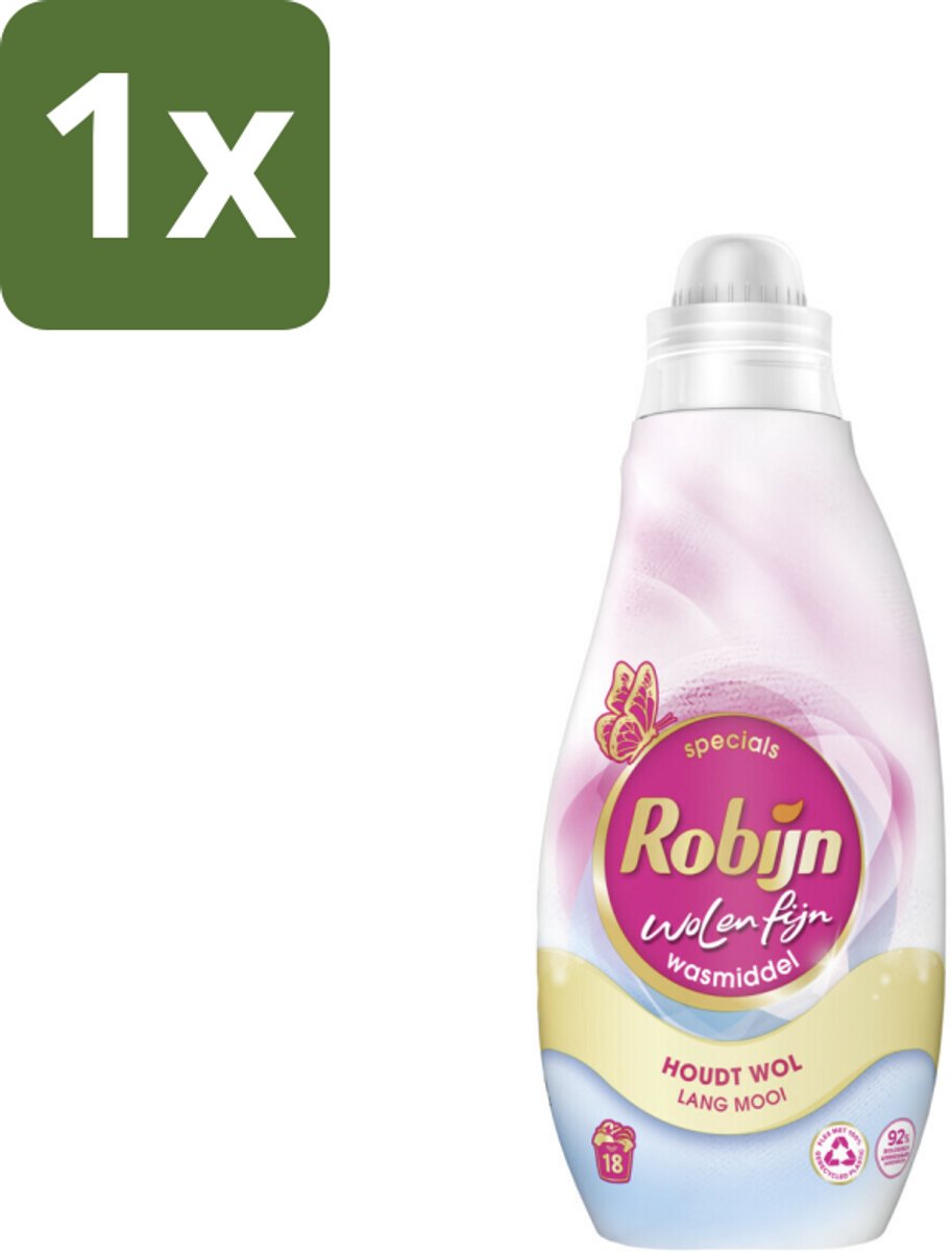 1 x Robijn Specials - Wol & Fijn - Vloeibaar Wasmiddel - 18 Wasbeurten - Wasmiddel Wol En Zijde - Fijne Was Beschermers - Slijtagevoorkomend - Kleurbehoud - Delicate Stoffen