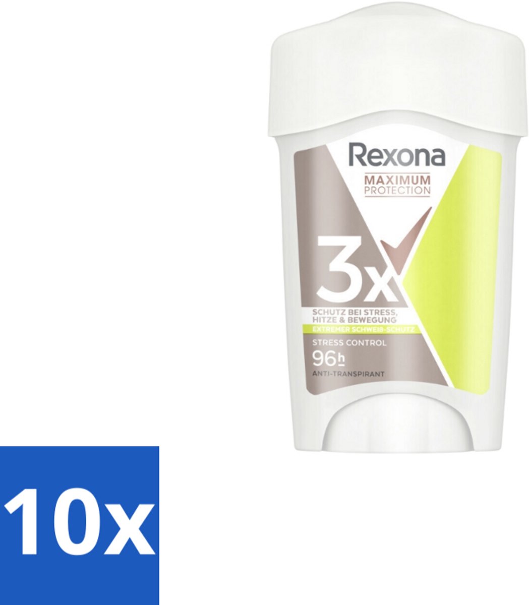 Rexona - Deodorant Stick - Maximum Protection Stress Control Dry - Tegen Stresszweet - 45 ml - Bulkverpakking - 10 stuks