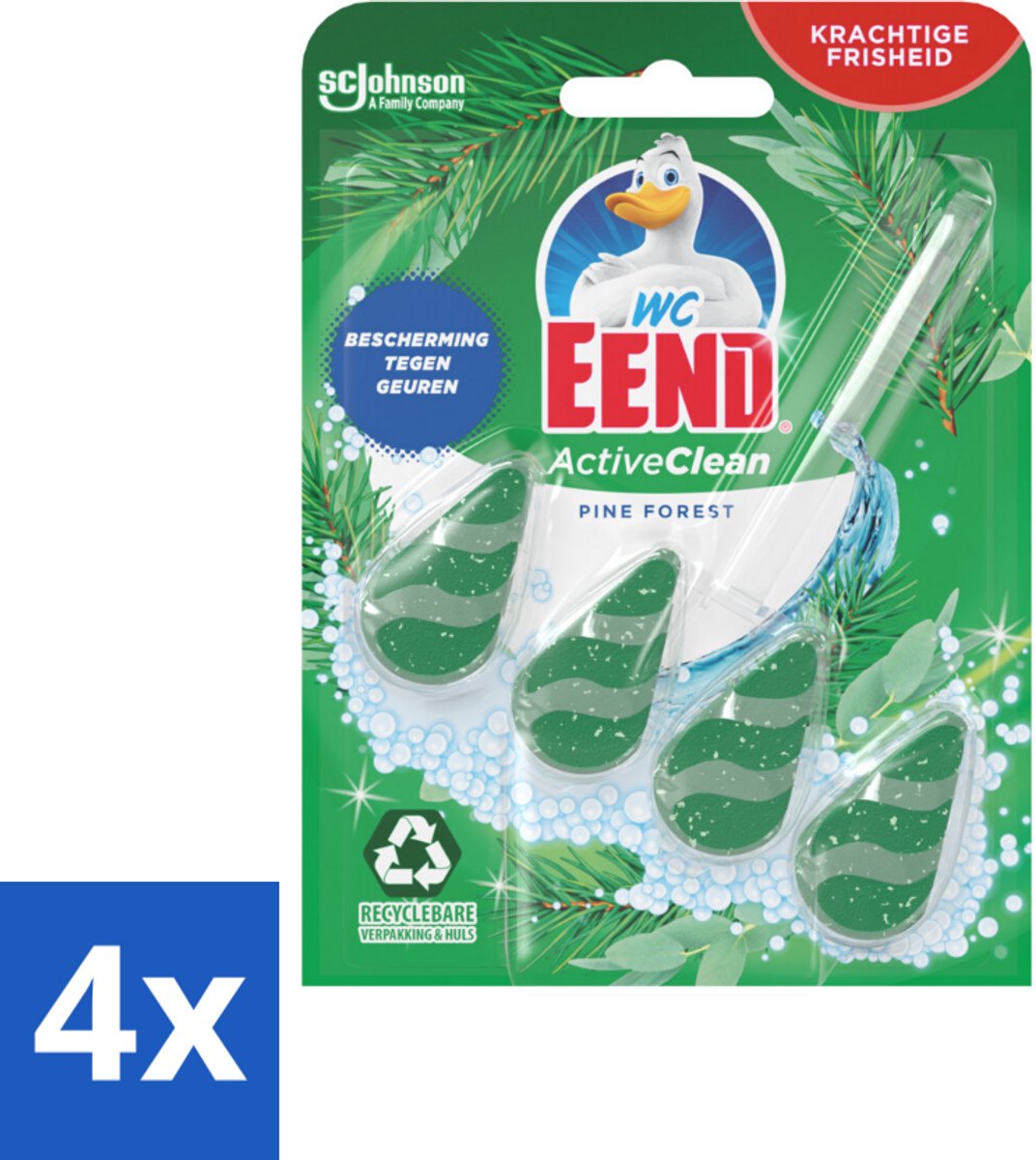 4 x WC Eend - Active Clean Pine Forest - Toiletblok - 1 Toiletblok - Toiletblok - Toilet Schoonmaak - Dennengeur - Wc Reiniger - Wc Fris