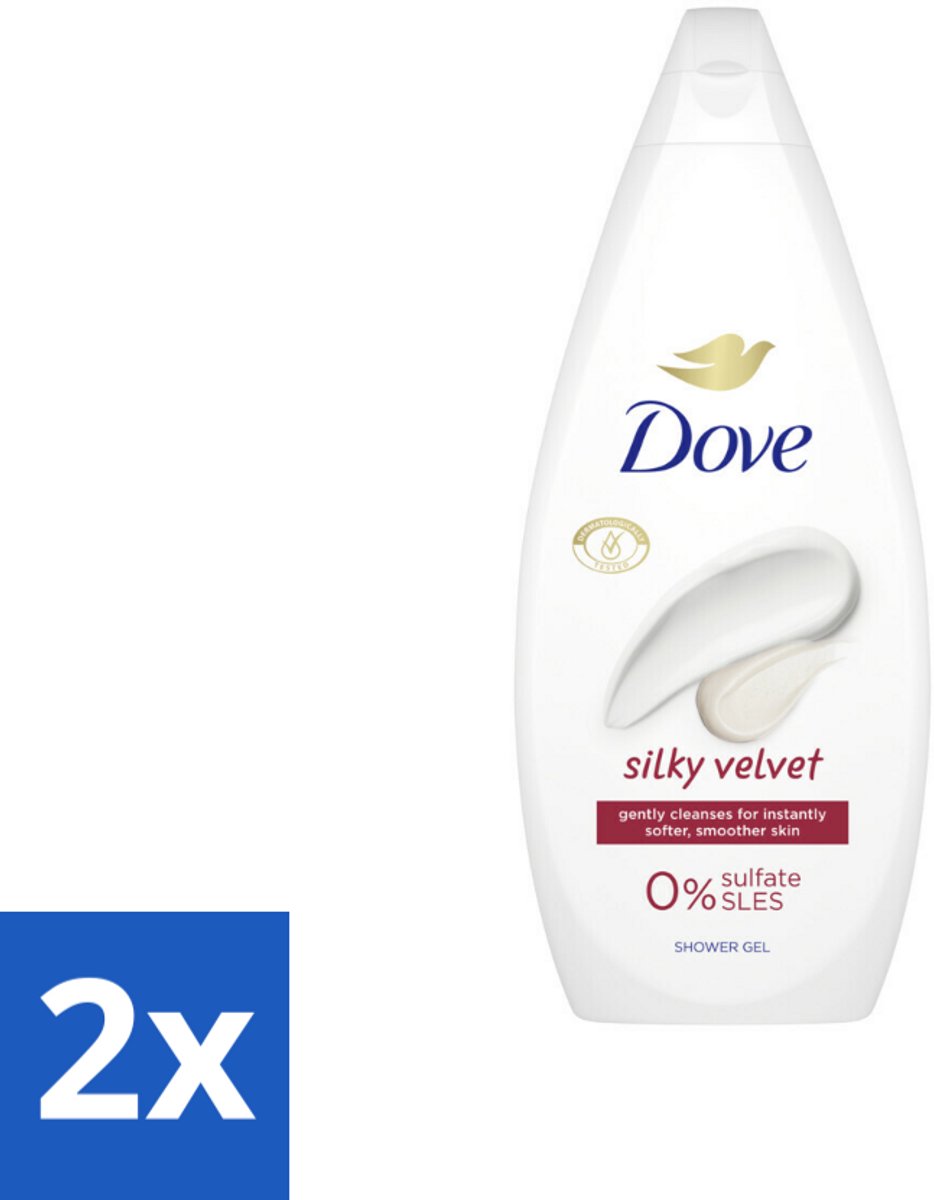 2 x Dove Douchecrème - Silky Velvet - 720 ml - Douchegel - Dove - Silky Velvet - Droge Huid - Milde Reiniging