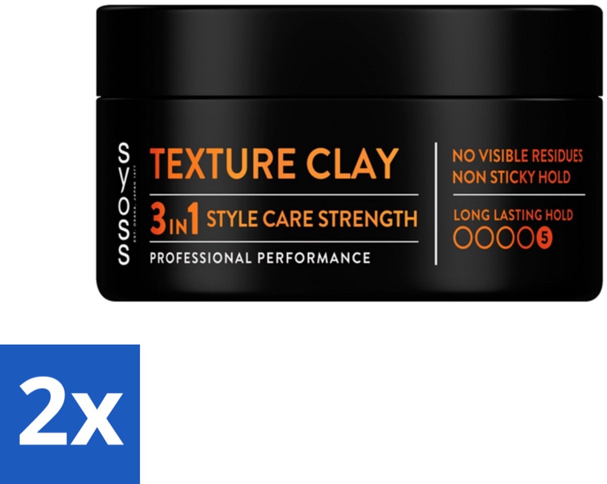 2 x SYOSS - Texture Clay - Verzorging - Langdurige Styling - 100ml - Haarproducten - Stylingclay - Matte Finish - Kort Haar - Fijn Haar