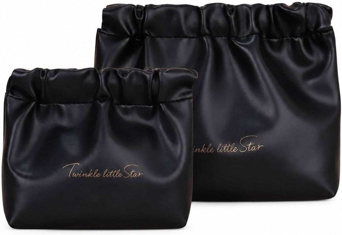 Beautycase - Zwart - 16 x 12 cm en 12,5 x 9,5 cm - Waterdichte Set met 2 Make-uptassen - Voor Dames