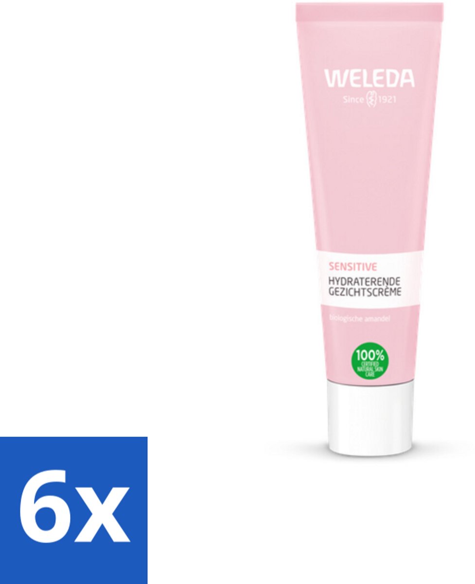 6 x WELEDA - Gezichtscrème Sensitive Hydraterend - Voor gevoelige huid - 30 ml - Gevoelige Huid - Hydraterende Crème - Vegan Crème - Biologische Amandelolie - Kalmerende Crème