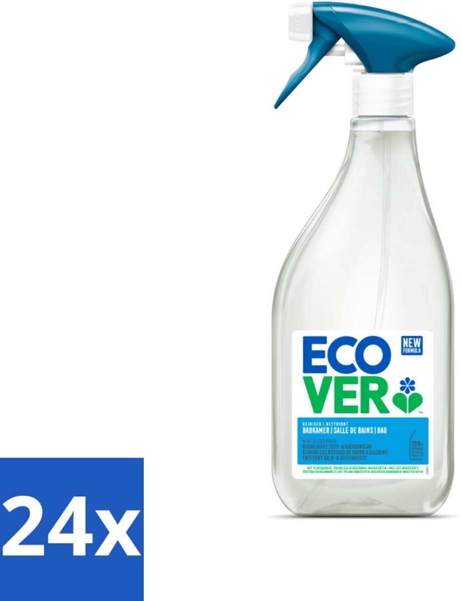 24 x Ecover - Badkamerreiniger - Munt & Komkommer - 500 ml - Badkamerreiniger - Kalkverwijderaar - Zeepresten - Muntgeur - Komkommergeur
