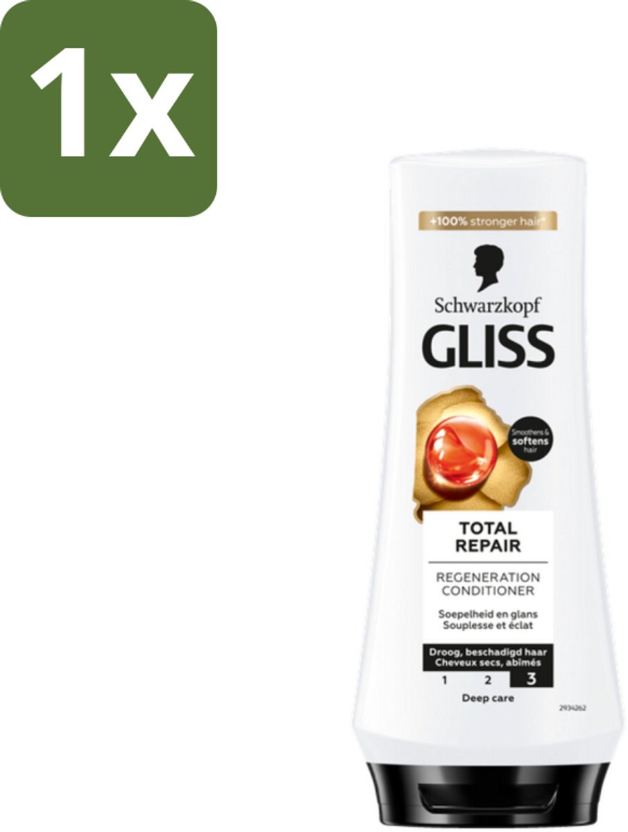 1 x Gliss - Hair Repair - Conditioner voor Totaal Herstel - 200 ml - Haar Herstellen - Droog Haar - Beschadigd Haar - Haar Herstel - Haar Verzorging