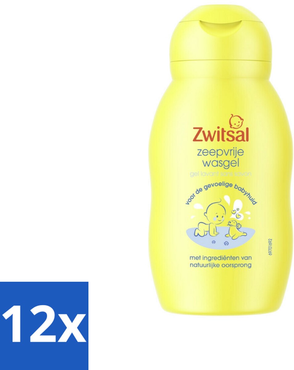 12 x Zwitsal - Wasgel Mini - Zeepvrij & Mild - 75 ml - Reisformaat - Babywasgel - Babybad - Zachte Babywas - Hypoallergeen Babyproduct - Zeepvrije Babywas