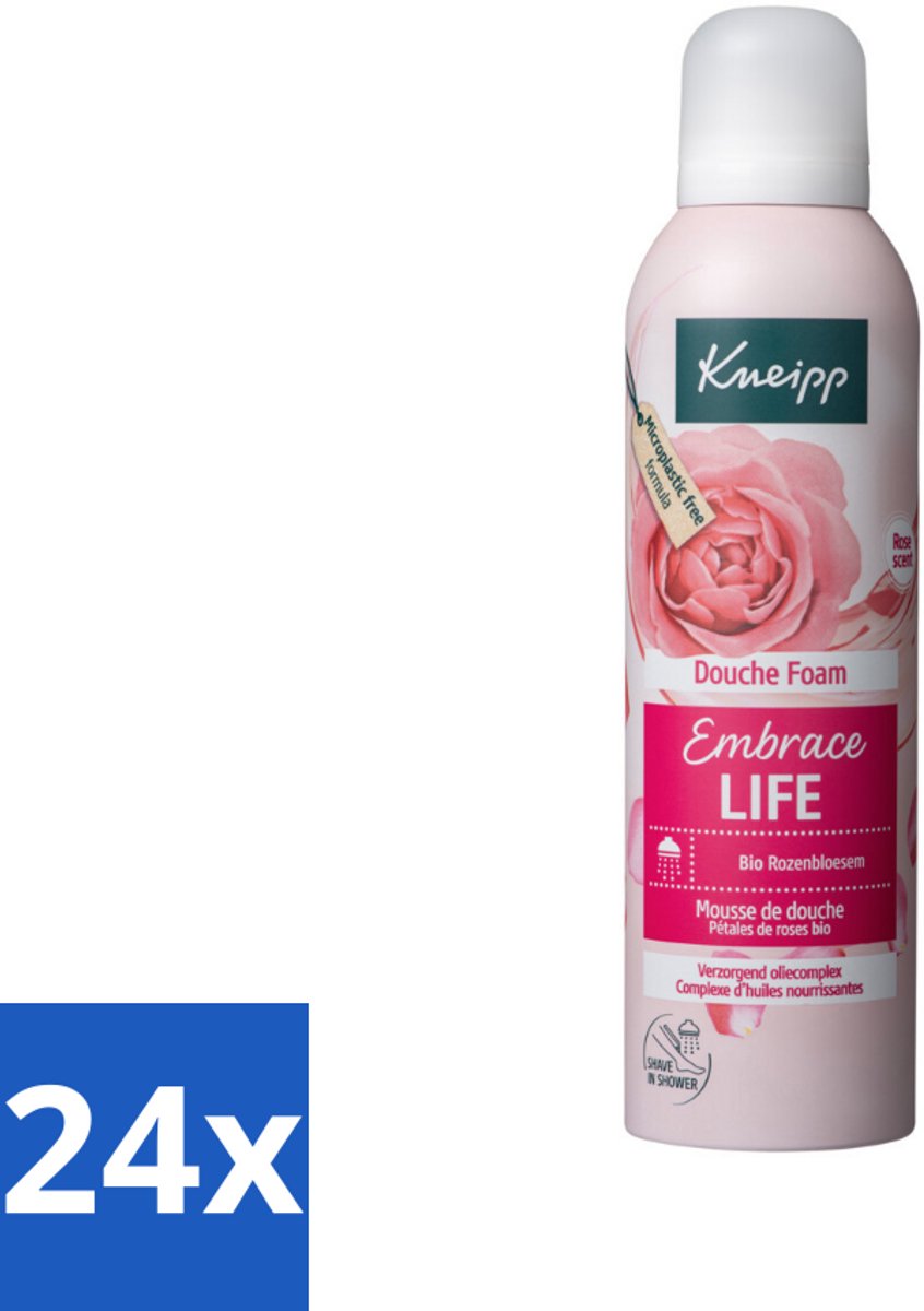 24 x Kneipp - Douche schuim - Embrace Life - Anti‑Aging verzorging - 200 ml - Douche Foam - Rozen - Hydratatie - Droge Huid - Vrouwelijke Geur