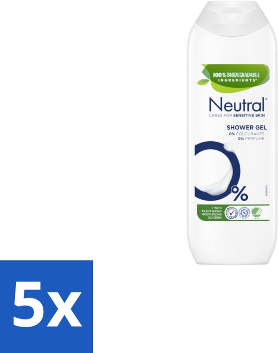 Neutral - Douchegel - Gevoelige huid - Parfumvrij - 250 ml - Bulkverpakking - 5 stuks