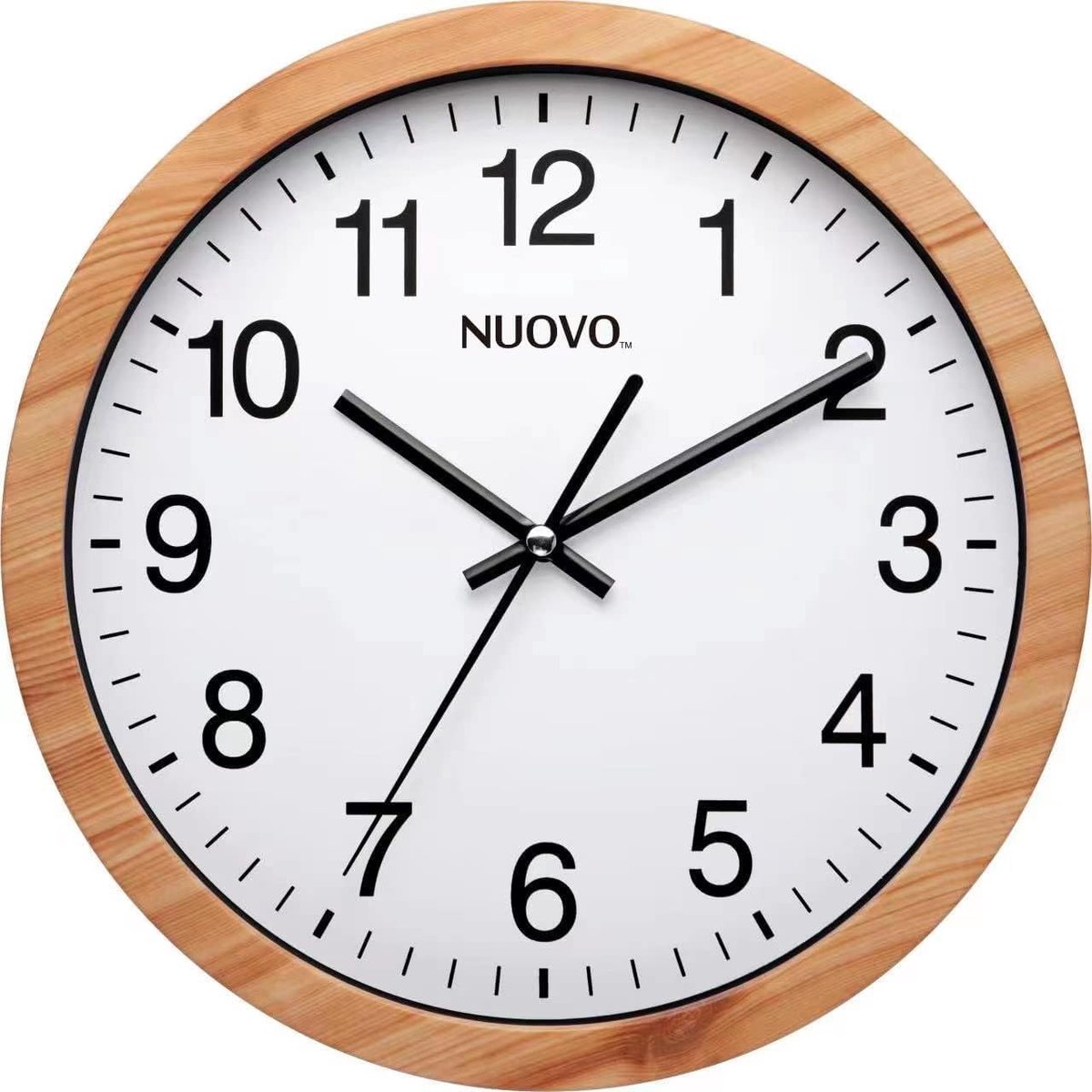 Wandklok 40 cm - Houten Grain - Stil en Niet Tikkend - Perfect voor Woonkamer en Slaapkamer - ShopVlot