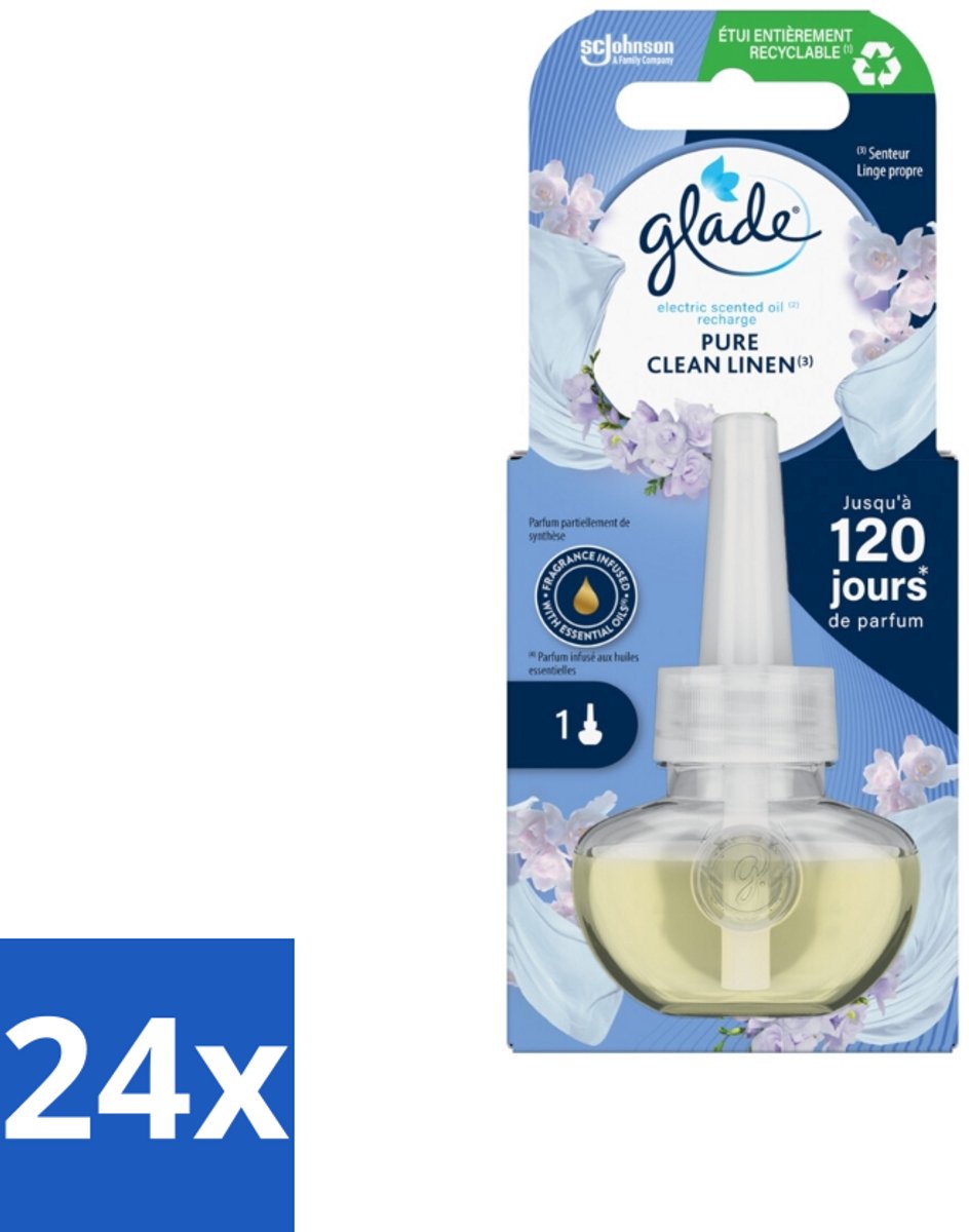 Glade - Navulling Elektrische Olie - Pure Clean Linen - Zonder Houder - Voordeelverpakking - 24 stuks