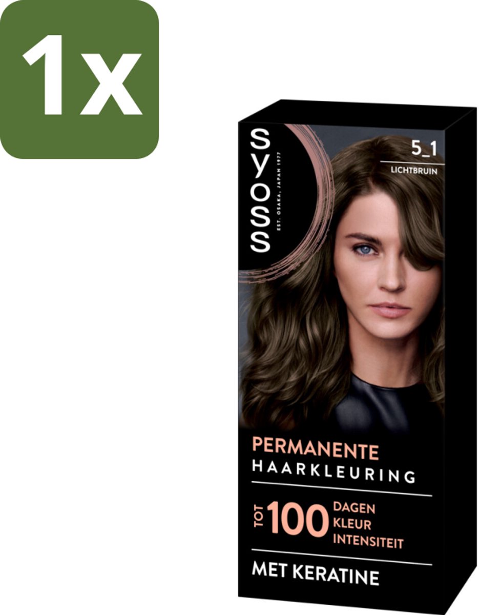 1 x SYOSS - Permanent Coloration 5-1 - Haarverf - Permanente Haarkleuring - Lichtbruin - Grijsdekking - Haarkleuring - Permanente Haarkleuring - Grijsdekking - Keratine - Haarverf