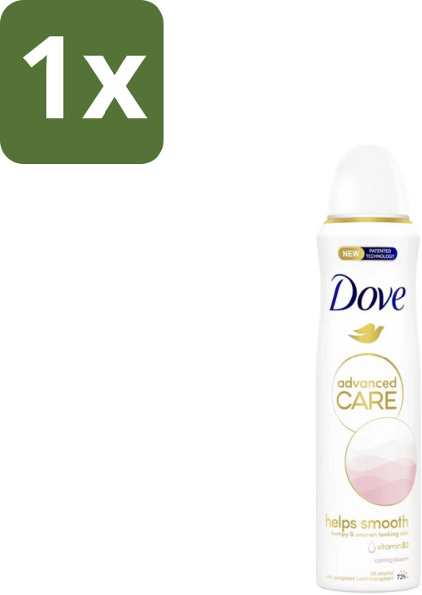 1 x Dove Deodorant Spray - Advanced Care - For Smooth Skin - 150 ml - Dove Deodorant Spray - Calming Blossom - Anti-transpirant Spray - Bloemige Geur - Vitamine B3