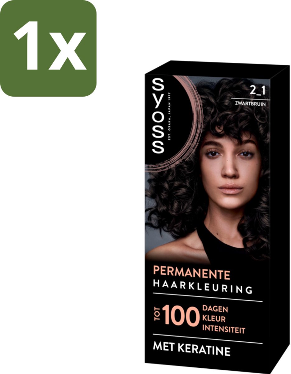 1 x SYOSS - Coloration 2-1 Zwartbruin - Haarverf - Grijsdekking - Vermindert Haarbreuk - Haarverf - Permanente Haarkleuring - Grijsdekking - Keratine - Haarverf 2-1 Zwartbruin