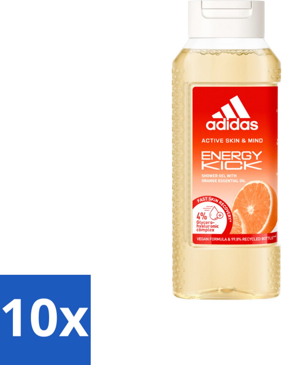 Adidas – Douchegel – Active Skin & Mind Energy Kick – 250 ml - Bulkverpakking - 10 stuks