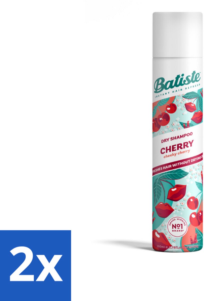 2 x Batiste - Cherry - Droogshampoo - Kersenbloesem Geur - Verfrist en Geeft Volume - 200ml - Droogshampoo - Cherry Geur - Haar Opfrissen - Volume Shampoo - Fris Haar