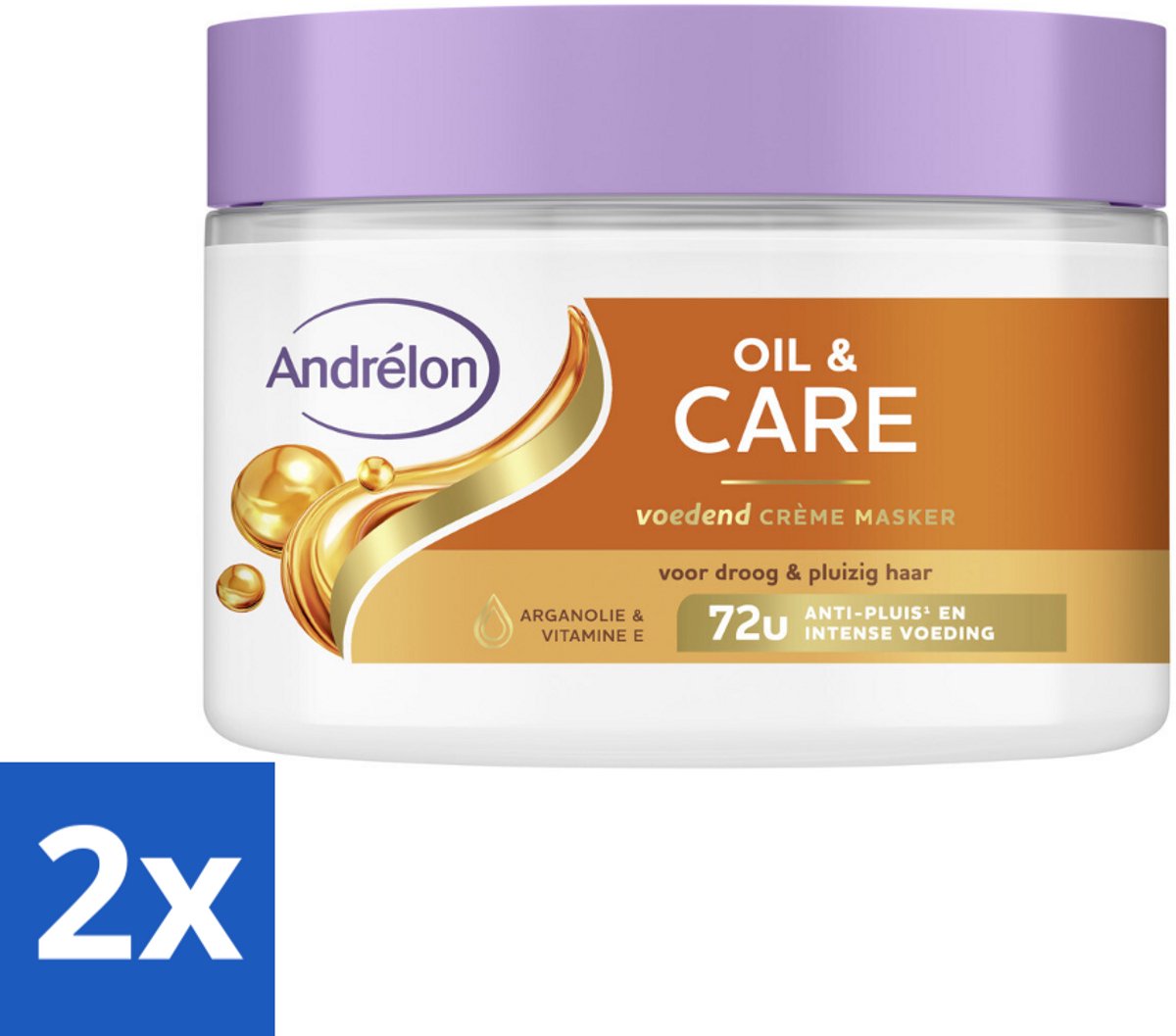 2 x Andrélon – Crème Haarmasker – Oil & Care – 300 ml - Haarmasker - Droog Haar - Pluisvrij Haar - Gezond Haar - Glanzend Haar