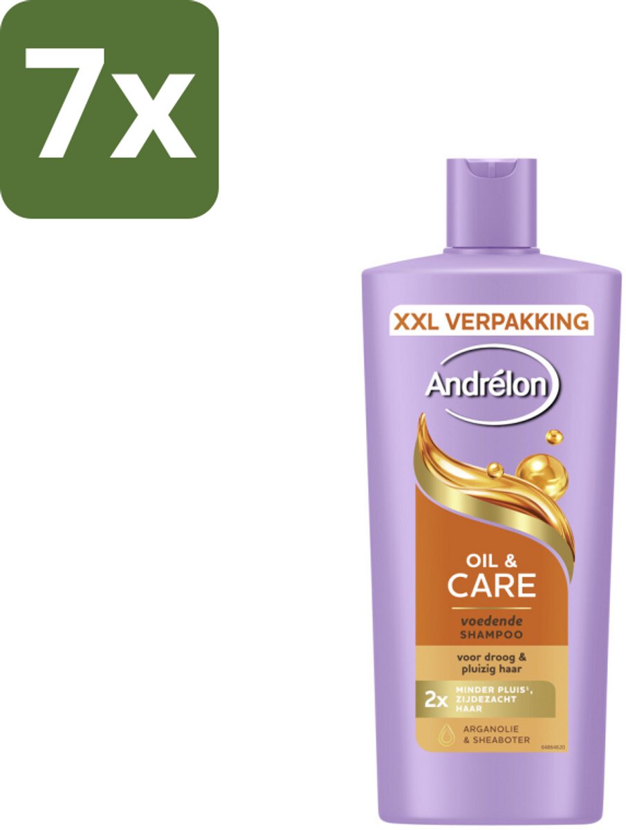 7 x Andrélon – Shampoo – Oil & Care – 685 ml - Droog Haar - Pluis - Haar Verzorging - Haar Glans - Haar Voeding