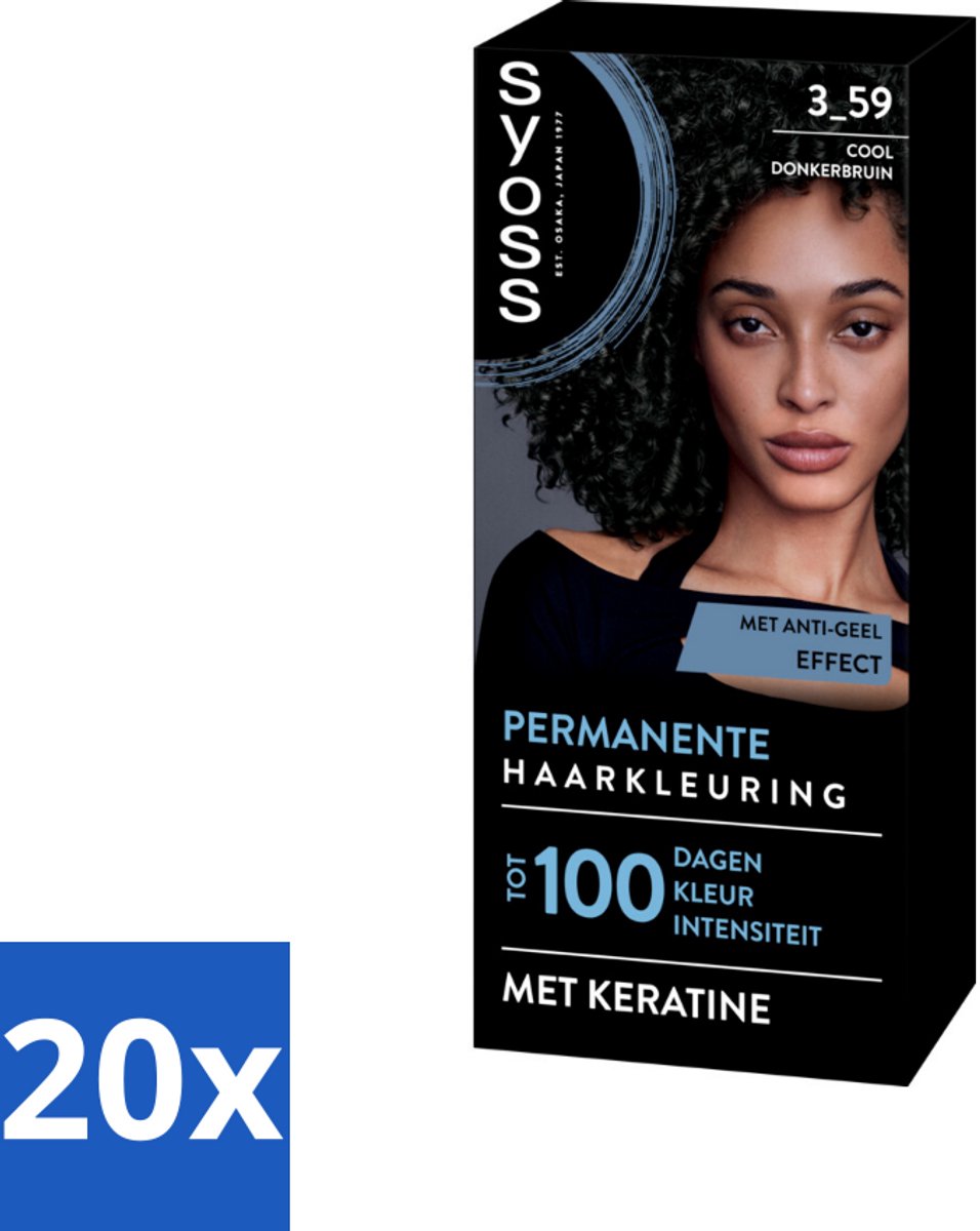 20 x SYOSS - Coloration 3-59 Cool Donkerbruin - Haarverf - Grijsdekking - Vermindert Haarbreuk - Haarverf - Grijsdekking - Donkerbruin - Keratine - Haarverzorging