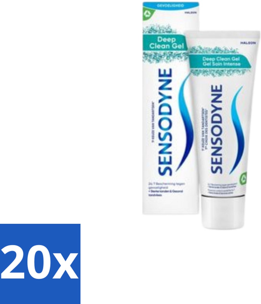 20 x Sensodyne - Tandpasta - Deep Clean Gel - Grondige Reiniging - 75 ml - Gevoelige Tanden - Tandpasta - Diepe Reiniging - Fluoride - Mondgevoel