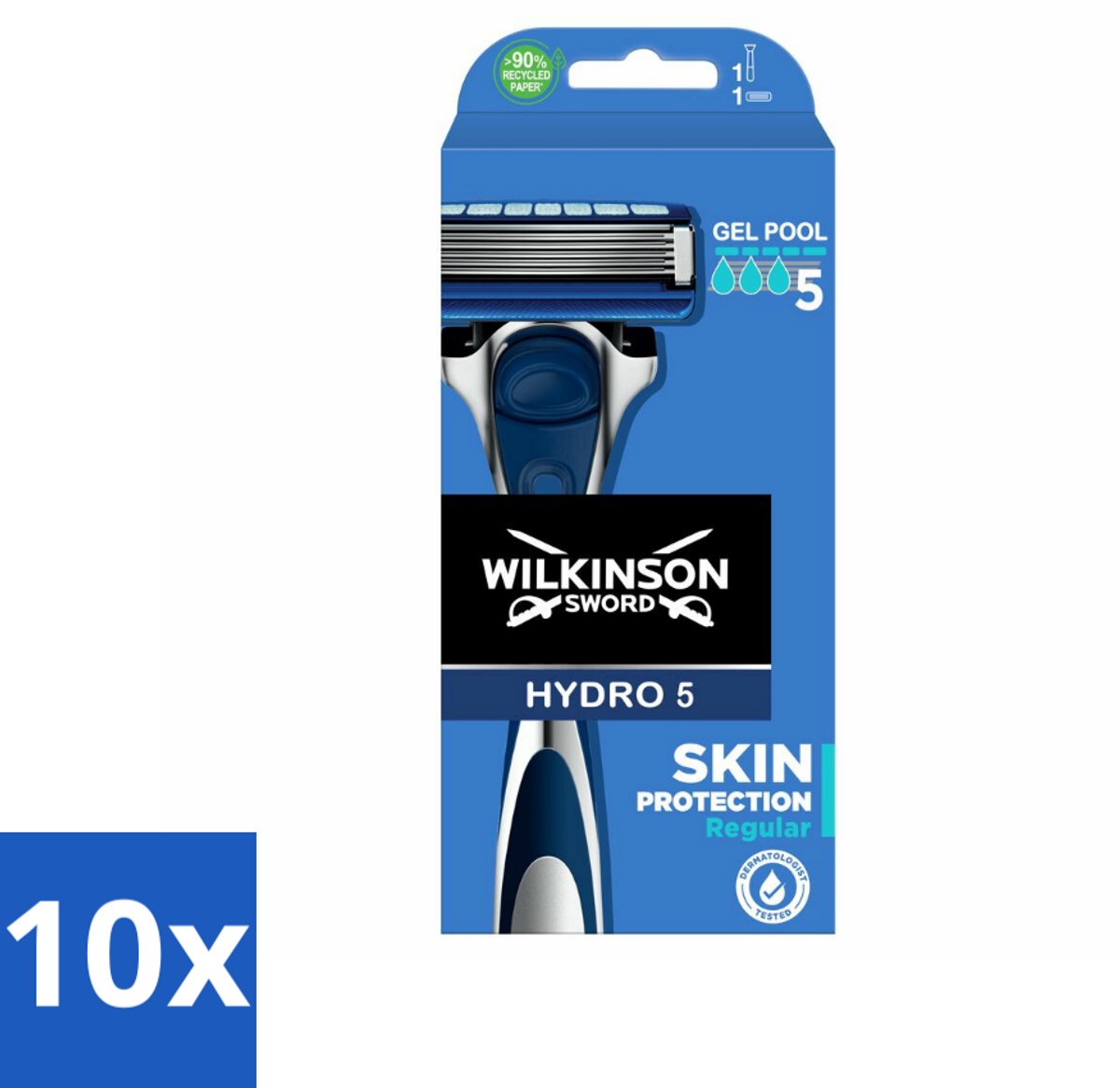 10 x Wilkinson - Navulmesjes - Hydro 5 Skin Protection Scheermes Regular - Comfortabel - 1 mesje - Scheermesje - Hydro 5 - Huidbescherming - Scherpe Mesjes - Comfortabel Scheren