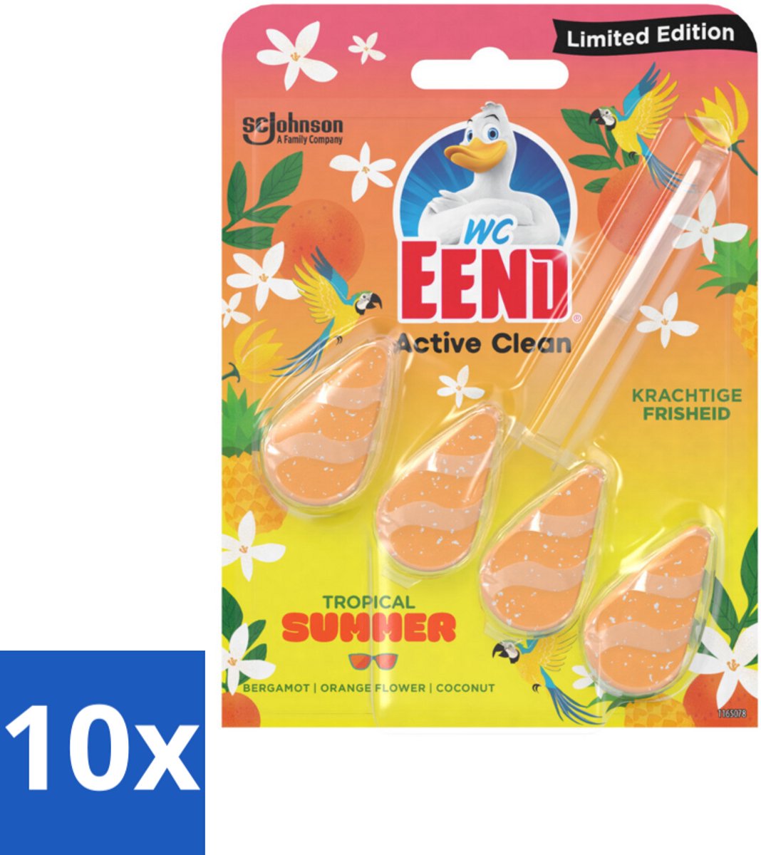 10 x WC Eend - Active Clean Tropical Summer - Toiletblok - Zomerse Frisheid - 38 gr - WC Eend - Toiletblok - Tropisch - Geur - Reiniging