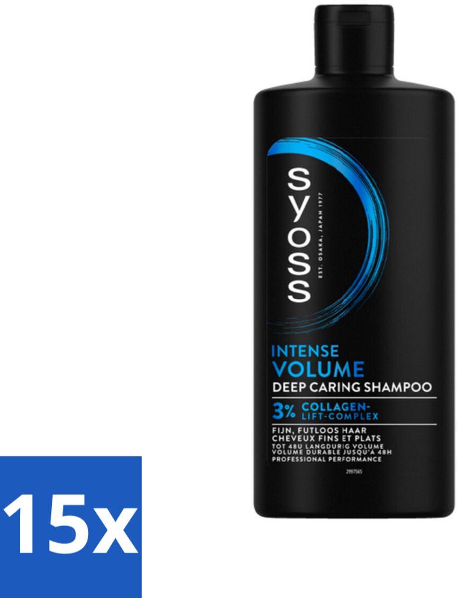 15 x SYOSS - Volume 440 ml - Shampoo - Voor Volumeboost - 440ml - Volume Shampoo - Fijn Haar Shampoo - Volumeboost Shampoo - Salonkwaliteit Shampoo - Volume Shampoo Voor Futloos Haar