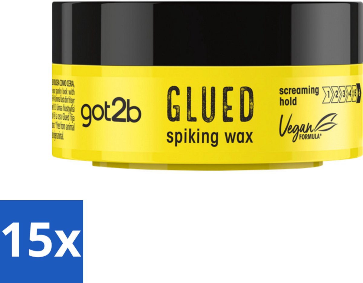 15 x Got2B - Spiking Wax - Glued - 75 ml - Spiking Wax - Extreme Hold - Styling Wax - Hair Styling - Wax Voor Haar