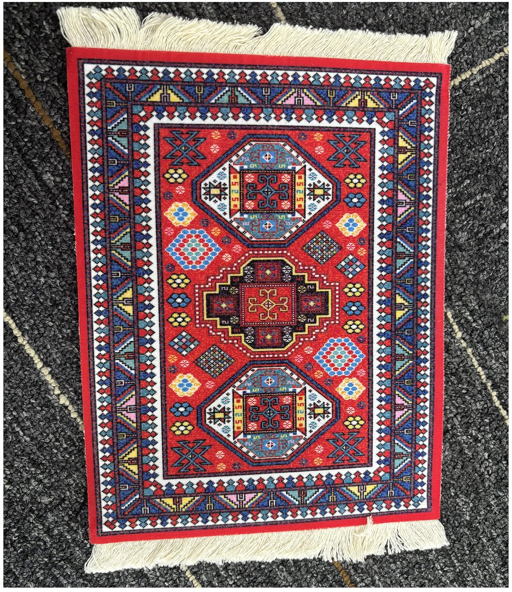 Muismat creatief mini tapijt 28 x 18 cm - oosters patroon - met katoenen kwasten - stijlvolle computeraccessoire - ShopVlot