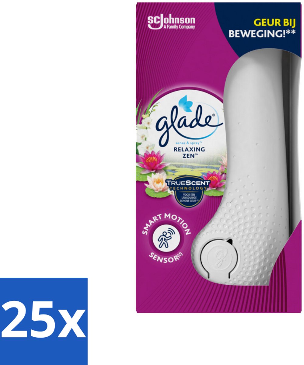 25 x Glade - Houder Sense & Spray - Relaxing Zen - 18 ml - Automatische Geurverspreiding - Luchtverfrisser - Geurhouder - Rustgevend - Kalmerend