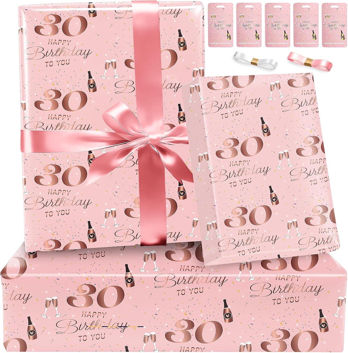 Cadeaupapier 70 x 50 cm - roségouden - 5 stuks - feestelijk voor verjaardagen - ShopVlot