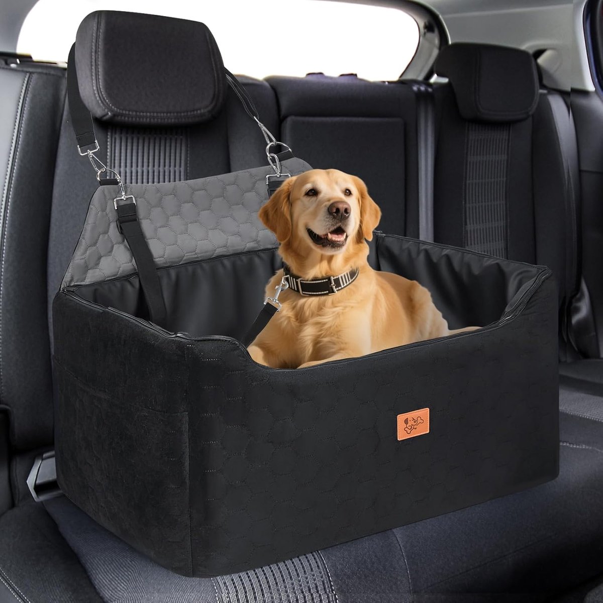 Hond autostoel voor middelgrote/grote honden - 78 x 55 x 53 cm - afneembare en wasbare hoes - veilig en comfortabel reizen