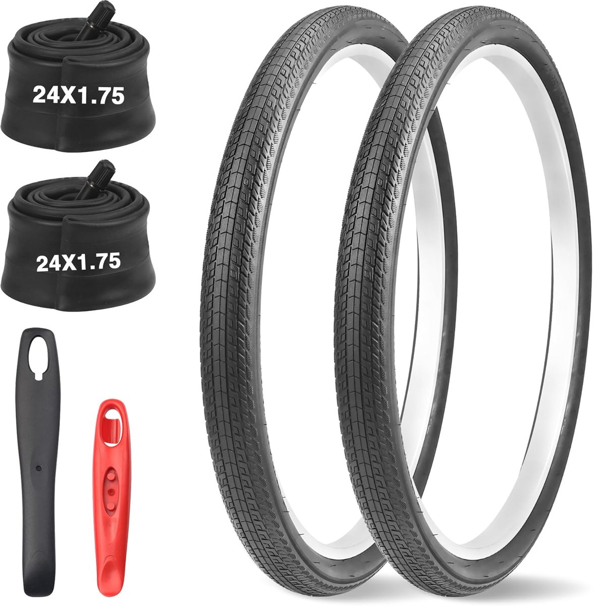 Mountainbike banden 20/24/26 inch - 1.75 maat - met binnenband en levers - vervangingsset voor E-bike en BMX