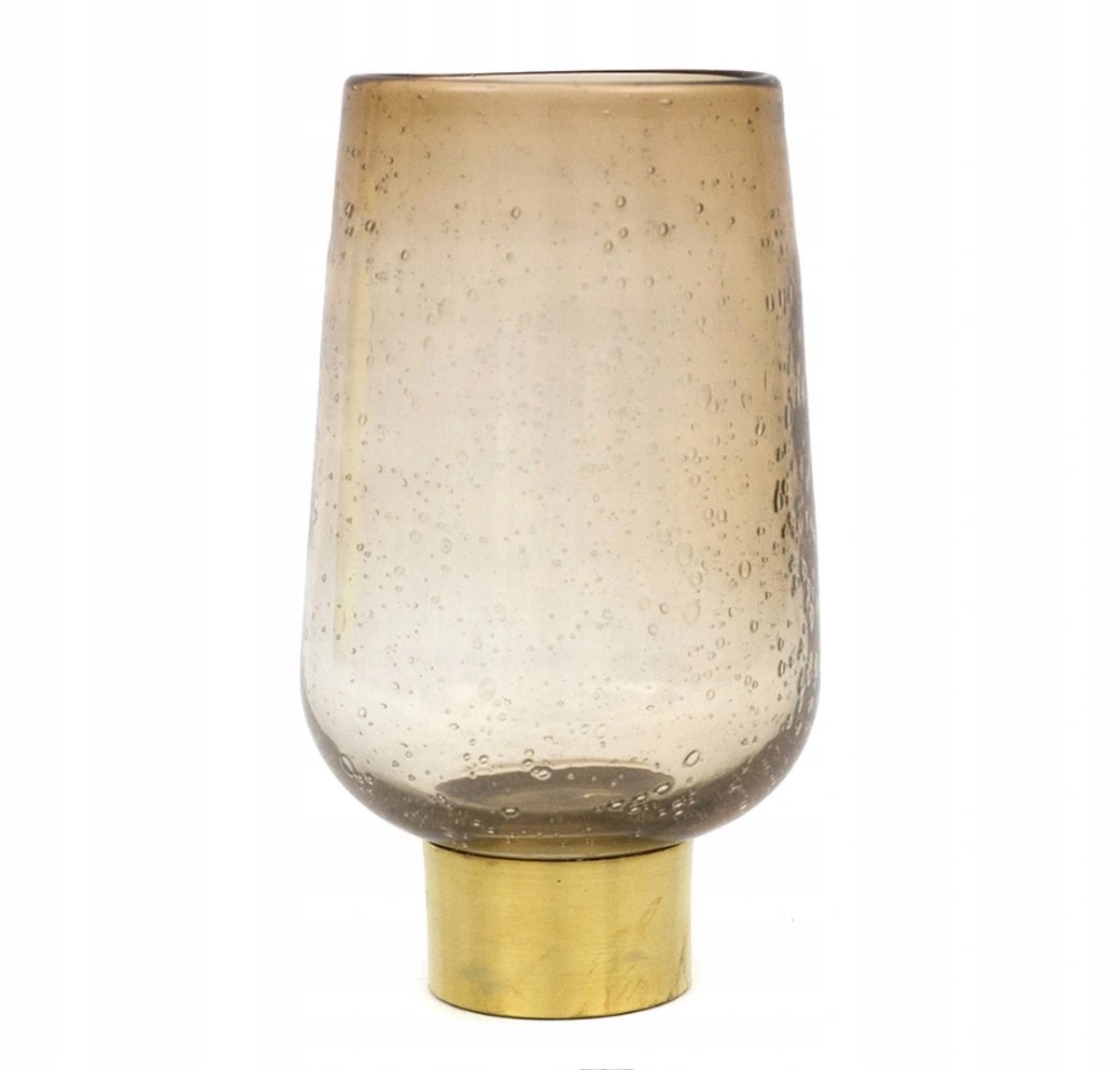 Bruine Glazen Vaas met Gouden Accent - 23x11cm