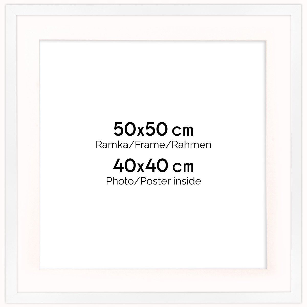 Witte fotolijst HEN PASS 1 50x50 cm met passe-partout (40x40)