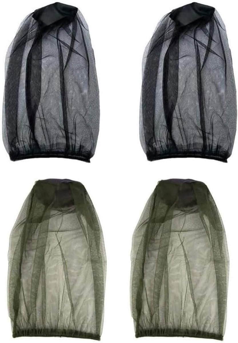 4 Pcs Mosquito Net, Mosquito Net, Fly Net for Face, Beekeeping, Outdoor, Hiking, Camping, Fishing, Black, Green., One - ShopVlot