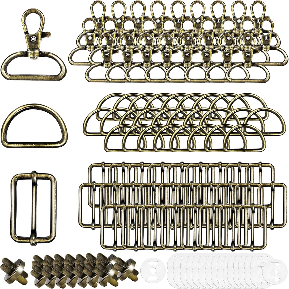 Draaibare karabijnhaak met draaischarnier - metalen sleutelhanger - D-ringen en triglide-schuifgesp - ShopVlot
