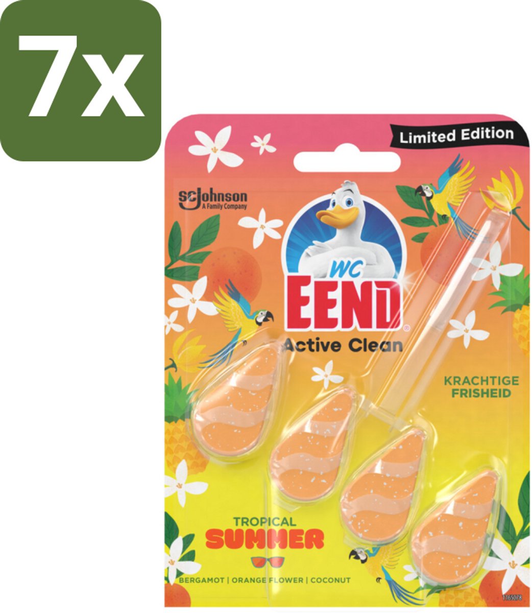 WC Eend - Active Clean Tropical Summer - Toiletblok - Zomerse Frisheid - 38 gr - Bulkverpakking - 7 stuks