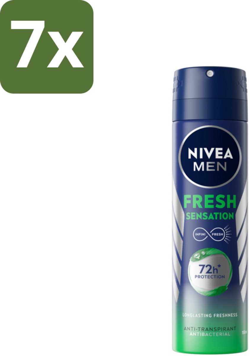 NIVEA MEN - Deodorant Spray - Fresh Sensation - 150 ml - Bulkverpakking - 7 stuks