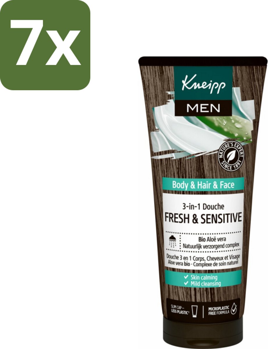 Kneipp - Shampoo & Douche - Men - Fresh & Sensitive - Voor gevoelige en droge huid - 200 ml - Bulkverpakking - 7 stuks
