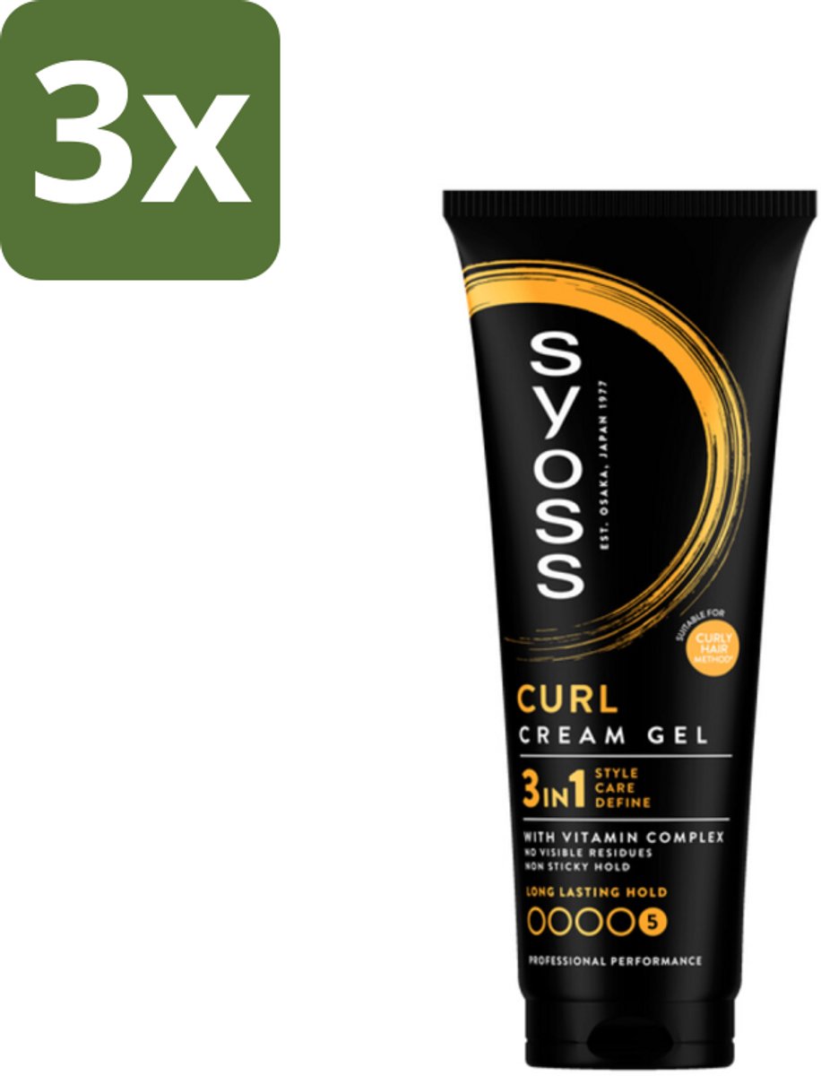 Syoss - Curl Control - Gel - Voor Gedefinieerde Krullen - 250 ml - Bulkverpakking - 3 stuks