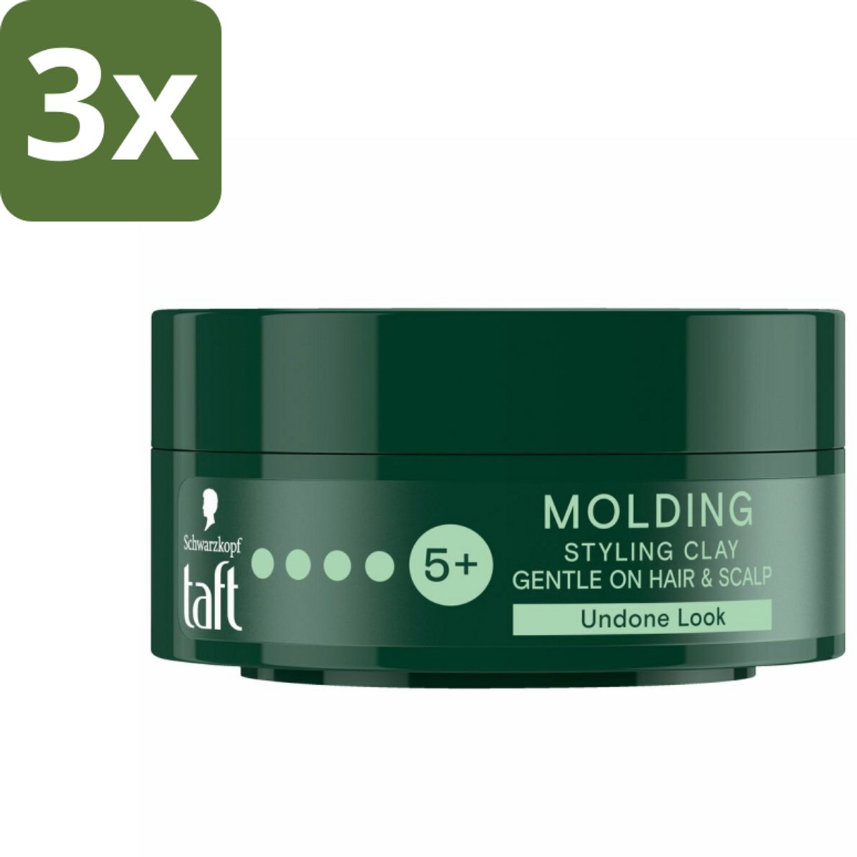 Taft - Molding Styling Clay - Hold 5+ - Vormbare hold - 75 ml - Bulkverpakking - 3 stuks