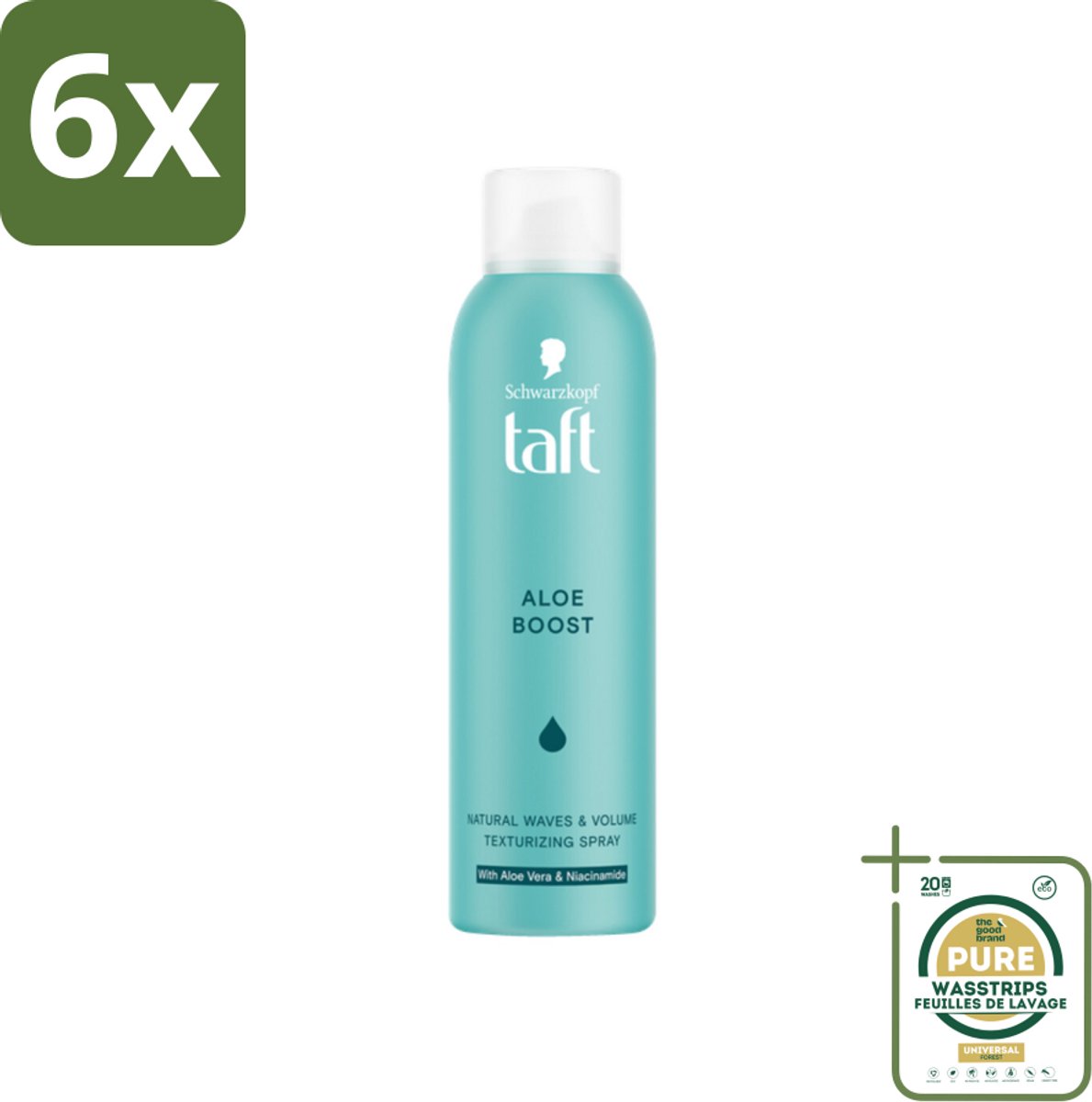 Taft - Texturizing Spray - Aloe Boost - Lichtgewicht volume - 150 ml - Voordeelverpakking - 6 stuks - Texturizing spray - Natuurlijke golven
